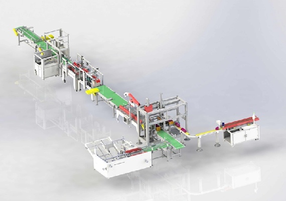 开箱+装箱+封箱+角边+贴标包装线